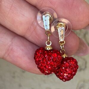 Dazzling Red Heart Crystal Earrings